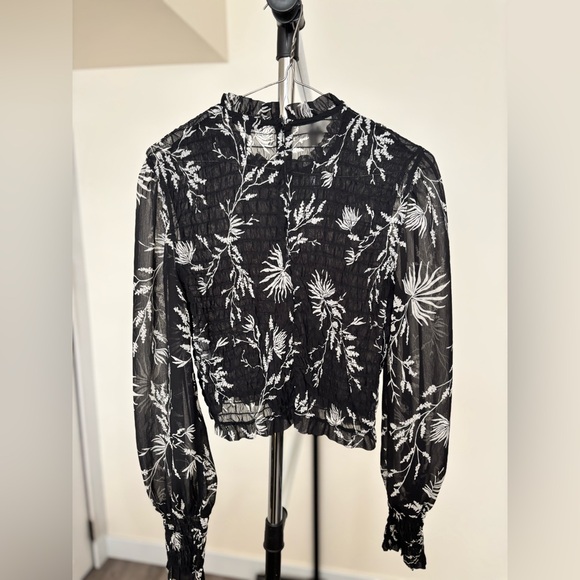 Dynamite Tops - Dynamite Monochrome Floral Blouse